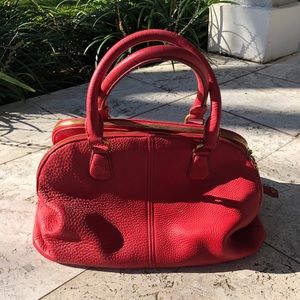 JCrew red leather handbag.